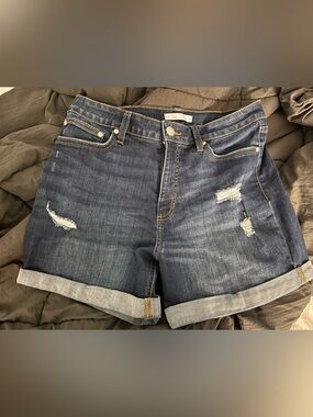 LC Lauren Conrad Dark Blue Rolled Cuff Denim Shorts Size 10 4.5 Inch Inseam